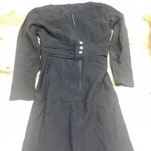 Vintage Brett's Black Midi Dress with Quarter Length Sleeves